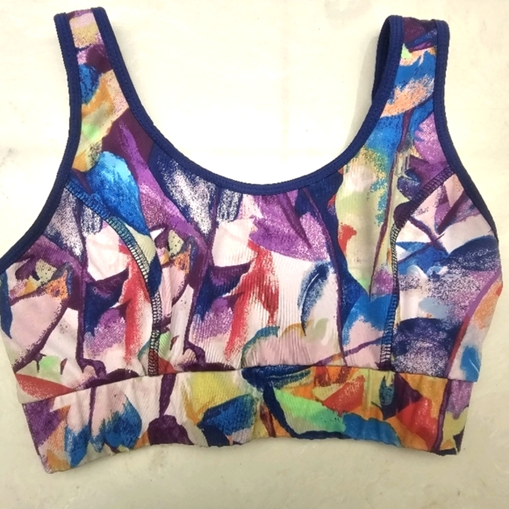 Ele Ven By Venus Williams Colorful Abstract Sports Bra